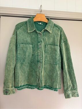 JODIFL Green Corduroy Jacket with Frayed Hem size L